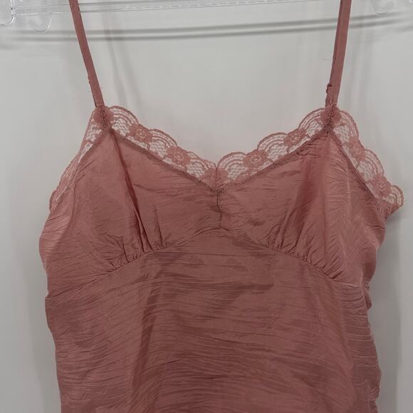Y2K Old Navy Lace trim 100% Silk Cami Tank Top - Mauve - Small - Picture 2 of 7